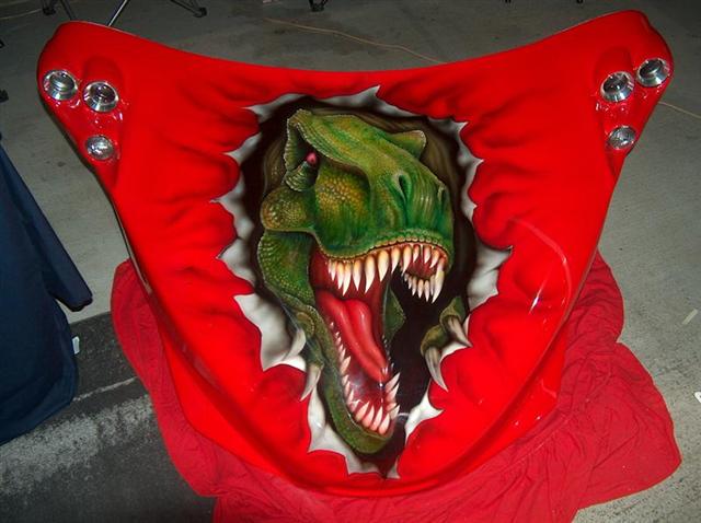 airbrushed t-rex hood